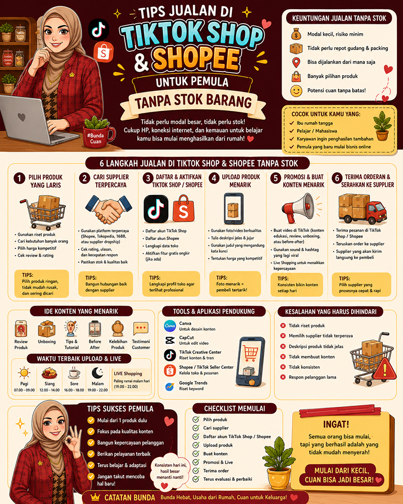 Tips Jualan di TikTok Shop Dan Shopee Untuk Pemula Tanpa Stok Barang